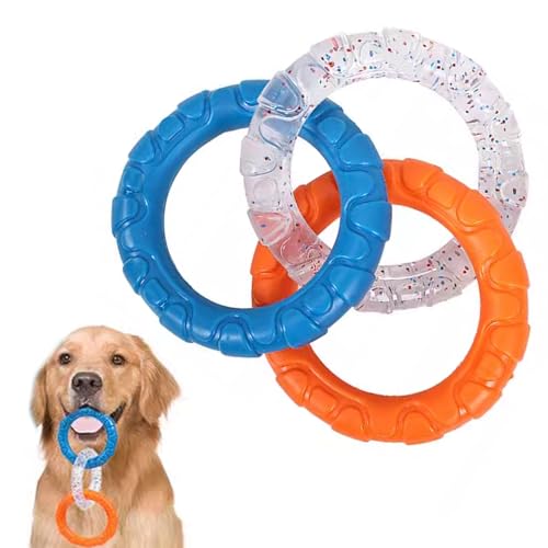 Hunderingspielzeug für Training und Zähneputzkautschuk -Hund Ringe kauen Spielzeug mit 3 Farbringen Interaktive unzerstörbare Hundespielzeug für kleine mittlere große Hunde, Hunderingspielzeug von Yaoliucp