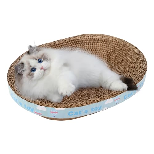 Katzenkratzer 2 in 1 Oval Wellpapier Cat Kratzplatte Lounge 17.72 x 13,39 x 3,54 in Katzenkratzbett für Haustiere unter 6,6 Pfund Schleifklaue, Katzenbett von Yaoliucp