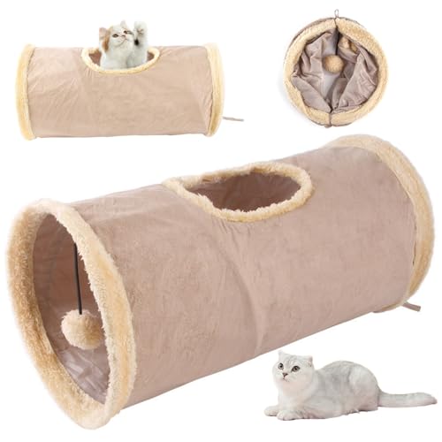 Katzentunnel zusammenklappbar lustig gerade Katzentunnel Spielzeug Weiche und Bequeme Katzenröhre mit Kugeln Katzenröhrchen und Tunnel für Kaninchen Kätzchen Welpe Pet Lovers Geschenk, Katzentunnel von Yaoliucp