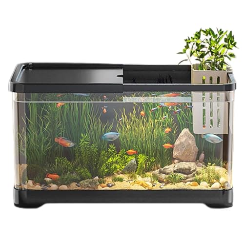 Yaoliucp Fischtank Aquarium Starter Kit, 12x7.7x7 Fischtank -Kit mit Korbpumpenfilter 4K HD View Clear Fish Aquarium als Fischtanks, Schwarz von Yaoliucp