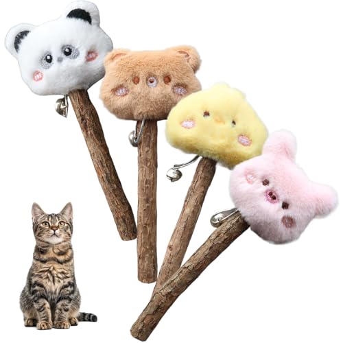 Yaoliucp Katzenspielzeug, 4pcs sichere natürliche Silbervine -Sticks für Katzen, interaktiver Katzenminze für Katzen, niedliche Katzen -Kinderspielzeug für gelangweilte Innenkatzen, Katzenspielzeug von Yaoliucp