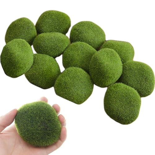 Yaoliucp Moosgesteine ​​12pcs 3.2x2,8 gefärbte Mooskugeln künstlich realistisch gefälschte Moosgrün -Moos -Dekor für Terrarium, Garten, Topfpflanze, Mikrolandscape, Moosfelsen von Yaoliucp