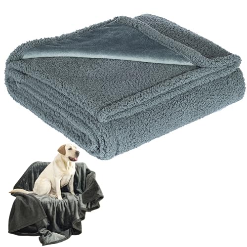 Yaoliucp wasserdichte Hundeindeckung 40x57 '' Soft & gemütlich doppelseitige wasserdichte Haustierdecke Waschbare wasserdichte Decke für Bett, Sofa und Haustierdecke grau, wasserdicht von Yaoliucp