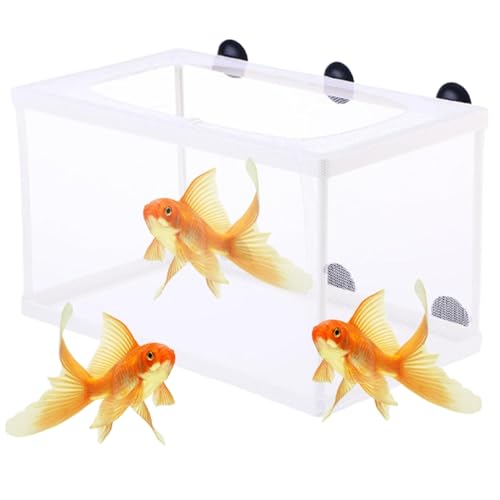 Züchterschachtel für Fischtank, 6x5,7 x 10 große Fischzuchtbox Netz, weißes Netz Aquarium Fisch Züchter Box Hang auf Fischpfleger mit Saugnäpfeln für Babyfischbrüte, Züchterschachtel für Fischtank von Yaoliucp