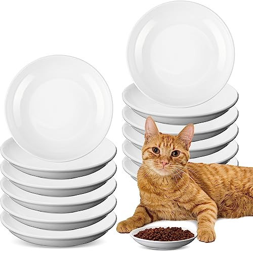 Yaomiao 12-teiliges Keramik-Katzenfutter-Set, 14 cm breit, flach, Keramik-Katzennapf, niedlicher Schnurrhaar-freundlicher Katzennapf, kleines Haustier, Katzenfutterteller zum Füttern von Kätzchen, von Yaomiao