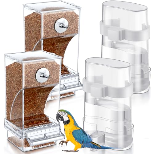 Yaomiao Vogelfutterspender für Papageien, automatischer Wasserspender für Papageien, durchsichtig, für Sittiche, Käfig, Zubehör für kleine und mittelgroße Vögel, Papageien, Nymphensittiche, von Yaomiao