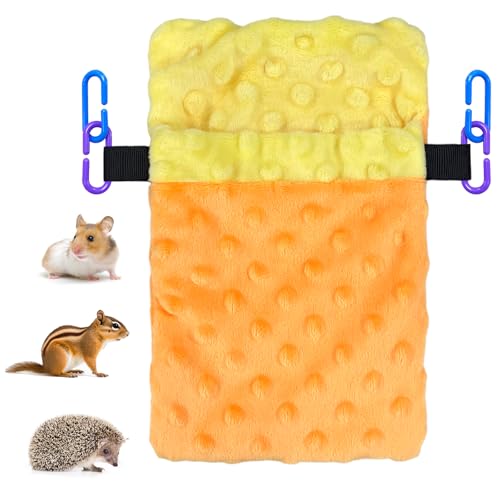 Yaopelky Hamsterschlafsack mit Haken für kleine Tiere, Schlafsack, kleines Haustier, Hängematte, warm, weich, Versteck für Zuckergleiter, Hamster, Ratten, Eichhörnchen (Orange, L) von Yaopelky