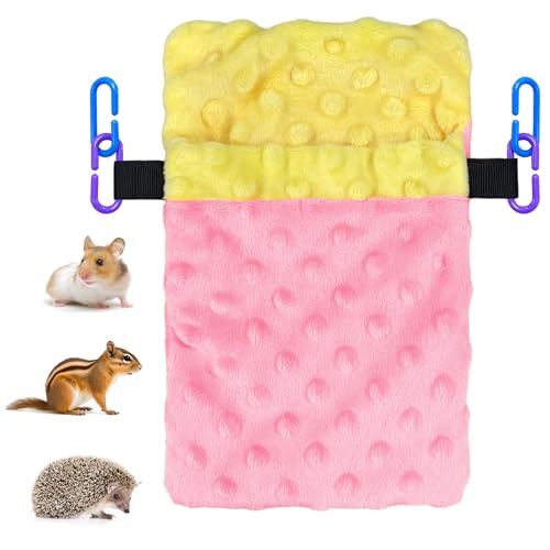 Yaopelky Hamsterschlafsack mit Haken für kleine Tiere, Schlafsack, kleines Haustier, Hängematte, warm, weich, Versteck für Zuckergleiter, Hamster, Ratten, Eichhörnchen (Rosa, M) von Yaopelky