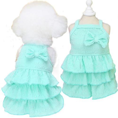 Yaopelky Katzenkleid, Hundekleidung für kleine, mittelgroße Hunde, Mädchen, gestufte Schichtkuchen, Welpenkleider mit Schleife, niedliches Sommerkleid, Haustier-Outfits für Yorkie, Chihuahua, Kleidung von Yaopelky