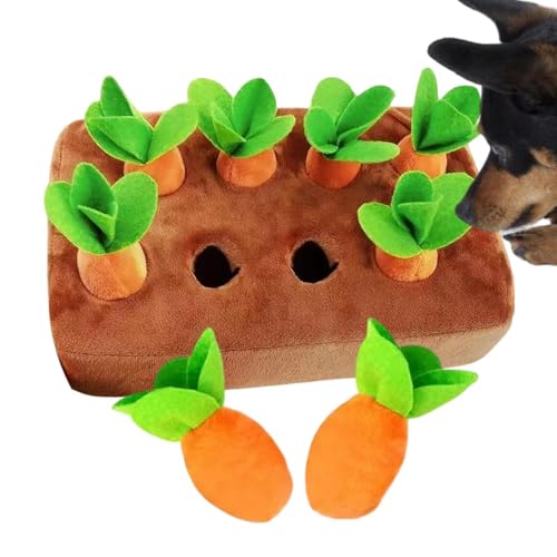 Yapetnck Interaktives Karotten-Plüschspielzeug für Hunde, interaktives Hundespielzeug, Plüsch-Puzzle-Spielzeug, gefüllte Karotten-Schnüffelmatte, weiche, rutschfeste Nasenarbeit für Hunde und Katzen von Yapetnck