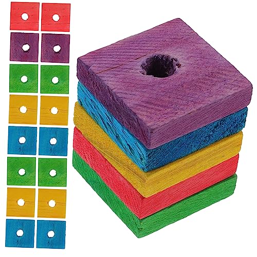 Yardenfun 100 Stück DIY Holzspäne Papageienständer Spielzeug Vogel Spielständer Gym Bird Block Plaything Ara Papagei Blöcke Vogel Handwerk Papagei Kaublöcke Papageien Vögel hängende Kugeln Schaukel von Yardenfun