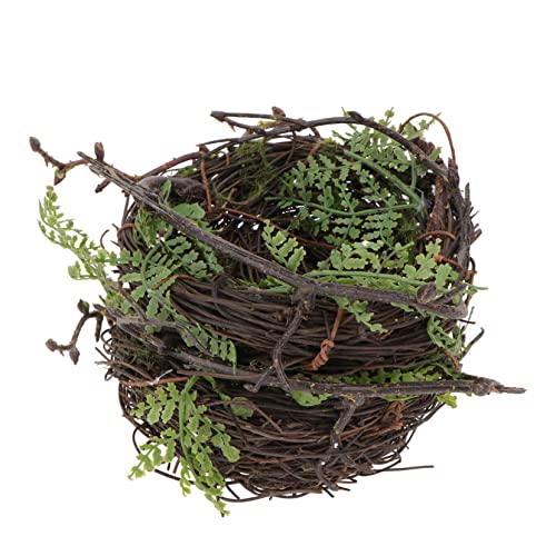 Yardenfun 2st Simuliertes Vogelnest Vogelzuchtkäfig Dekorative Vogelnester Geflochtene Vogelnester Ostereier-Ornamente Zweig Vogelnest Gartenverzierung Sittich Nest Moosdekor Green Rattan von Yardenfun