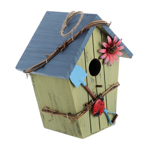 Yardenfun Vogelhaus Aus Holz Vogelnest Spatz Outdoor-dekor Blumenvogel Vogelhaus Basteln Bauernhofvogel Vogelversteck Hütte Bienenstock Dekor Heimdekoration Nymphensittich Blue von Yardenfun