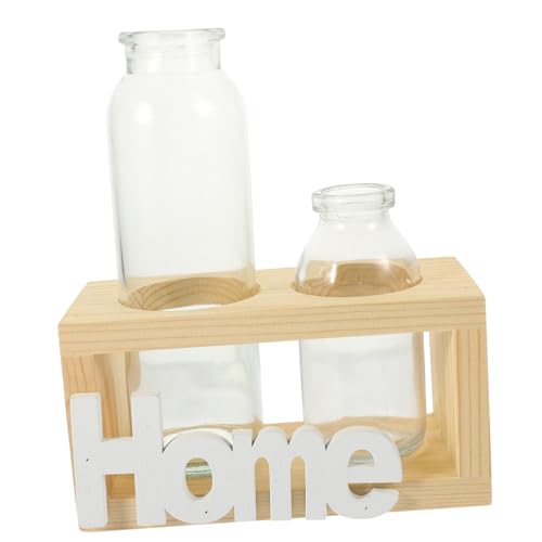 Yardwe Eleganter Blumentopf Aus Glas Mit Holzgestell Hydrokultur-pflanzvase Für Das Home Office 1 Set von Yardwe