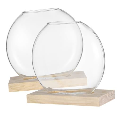 2 Sätze Holzvase büro deko Office deko filges küchen deko Pflanzen Terrarium Anlage Bahnhof Perlit Vermehrungsterrarien Tischausbreitungsstation Glas mit hohem Borosilikatgehalt Yardwe von Yardwe