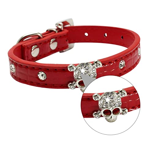 Yardwe 1 STK Halloween-schädel-haustierhalsband Punk-haustierhalsband Katzenhalsband Kostüm Stilvolle Für Haustiere Jungen Lätzchen Hundeleine Strasssteine Rot von Yardwe