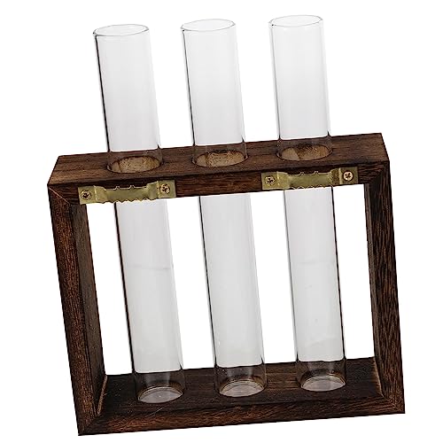 Yardwe 1 Satz Blumenarrangement Glasbehälter Pflanzenrolle Reagenzglas-Pflanzenhalter Lichter bürodeko büro Dekoration Blumenvasen aus Glas Pflanzgefäße aus Glas für Zimmerpflanzen Holz von Yardwe