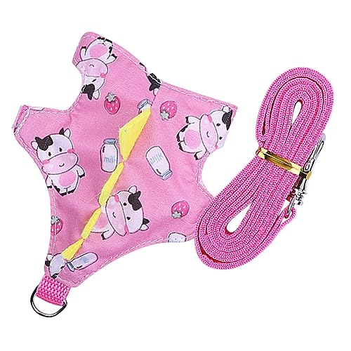 Yardwe 1 Satz Hamsterbrust Hundeleine Karabiner Geschirr für kleine Haustiere Booster co kaninchenleine Hasen zubehör Traktionsleine für Kaninchen Cartoon-Häschen-Geschirr-Kit Stoff Rosa von Yardwe