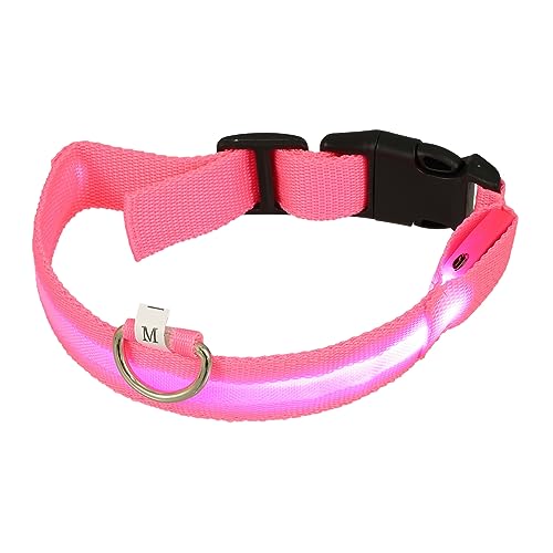 Yardwe 1 Satz Hundehalsband leucht Halsband Leuchthalsband Kragen Katzenhalsbänder Hund beleuchtetes Halsband Leuchtendes Halsband für Haustiere LED Siebdruck Polyester Rosa von Yardwe