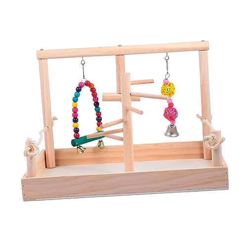 Yardwe 1 Satz holzspielzeug Wooden Toys Stehendes Spielzeug Vogelkäfig-Spielzeug Spielzeuge Vogelschaukelspielzeug Vogel Papagei Schaukel Kauspielzeug kauen die Schaukel Säule hölzern von Yardwe