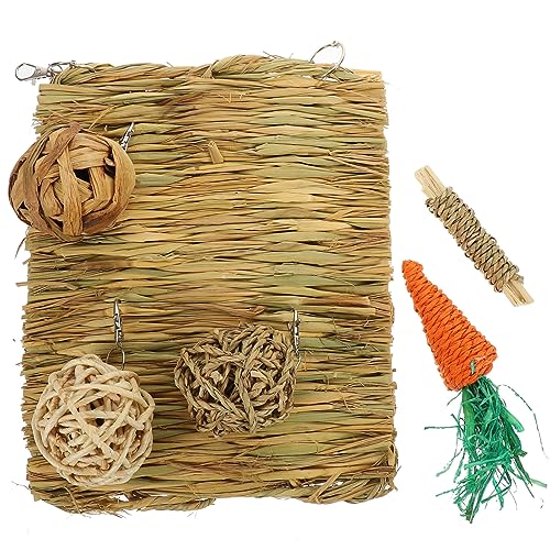 Yardwe 1 Satz kleines Hamsternest nagermatten grasmatten Kleintier Grasmatte grassmatte Tierkäfig-Grasmatte Stroh Hasen Wurf Heu Sommer-Unterlage für kleine Haustiere Meerschweinchenmatte von Yardwe