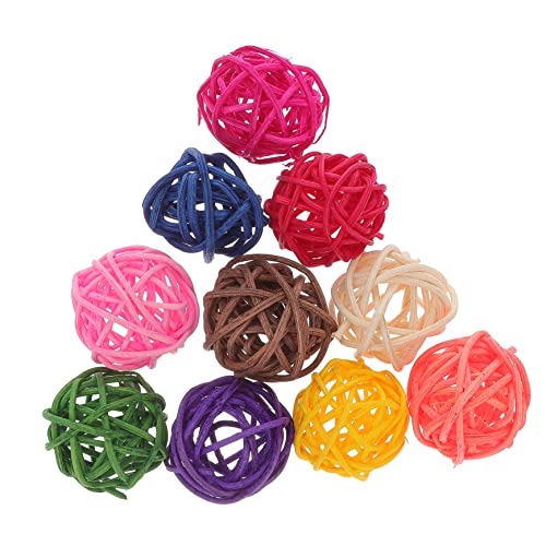 Yardwe 10pcs Vogelspielzeug Aus Rattan Vogelfütterer Sittichkäfig Hamsterkäfig Rattankugeln Vogelball Hamsterspielzeug Weidenkugeln Für Hamster Vogelkäfige Mehlwürmer Hase Hölzern von Yardwe