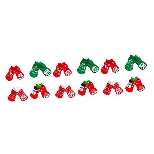 Yardwe 12 Paare Baumwollsocken für Haustiere Hundefuß Weihnachtshaustier Weihnachten rutschfeste Socken wärmende socken thermische Socken Hundesocken der Hund Hündchen von Yardwe