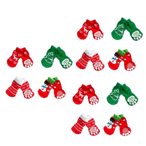 Yardwe 12 Paare Weihnachtssocken für Haustiere rutschfeste Socken wärmende socken weihnachtliche warme Socken Weihnachtssocken für Hunde thermische Socken Hundesocken von Yardwe