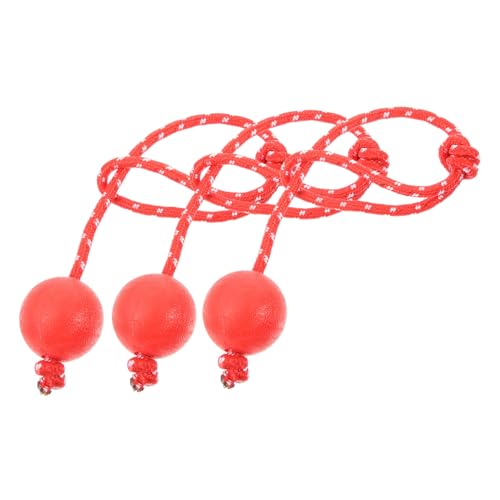 Yardwe 12 STK Hund wirft Ball Gummiball am Seil Hund Gummiball Dog chew Toy hundekauspielzeuge Seilspielzeug für Hunde interaktiver Hundeball beissen Requisiten das Seil beißen Leine rot von Yardwe