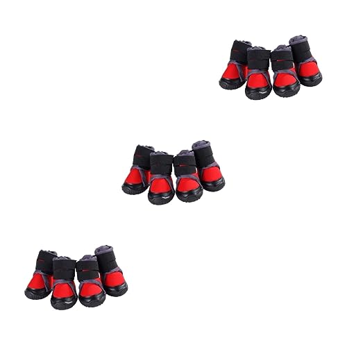 Yardwe 12 STK Hundeschuhe Hund Warme Schuhe Wanderausrüstung Für Hunde Hundestiefel Haustier Warme Schuhe Hund Anti-rutsch-Sohle Outdoor-Schuhe Für Hunde Rot rutschfest Sohlen von Yardwe