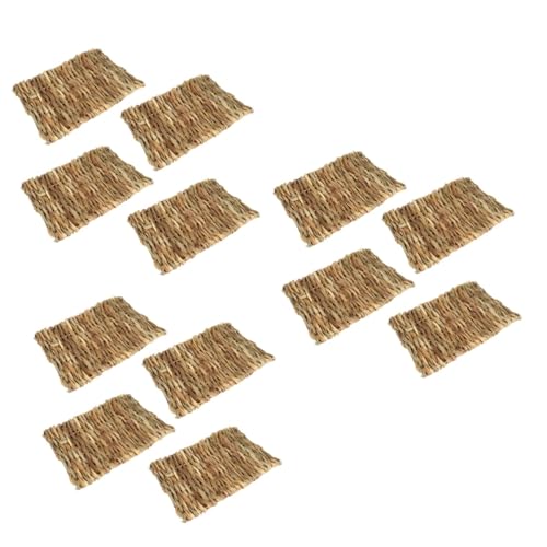 Yardwe 12 Stück Handgewebte Strohmatte Für Hamster Trockene Grasmatte Hamstergrasmatte Netz Für Kleine Haustiere von Yardwe