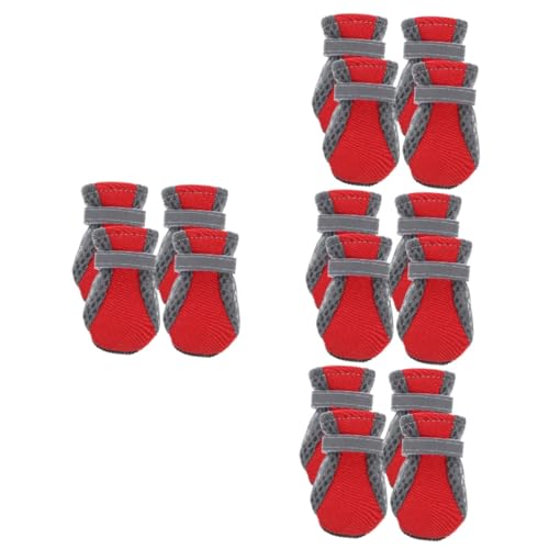 Yardwe 16 STK Mesh-Schuhe für Welpen hundeschuhe große Hunde Dog Shoes for small Dogs Schuhe für Hund Haustierschuhe VIP Netzschuhe Schuhe mit weichen Sohlen Stiefel rot von Yardwe