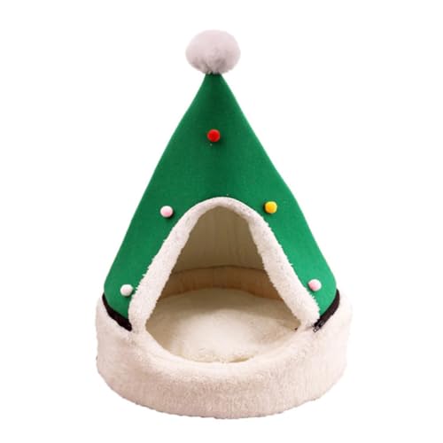 Yardwe 1Stk Weihnachtshaustiernest Haustiere präsentieren Weihnachten Winter pet Nest Zelte Hundenestmatte Katzenbett Baumform Haustierhaus Weihnachtsutensilien Haustierbett Urlaub von Yardwe