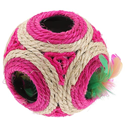 Yardwe 1stk Ball Aus Hanfseil Mit Sechs Löchern Katze Rollt Hundekauspielzeug Für Welpen Großes Hundespielzeug Kätzchen Kauspielzeug Katzenspielzeug Plüsch Haustier Katze Beißball Rosa von Yardwe