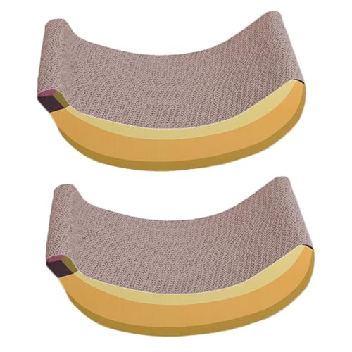 Yardwe 2 STK Banana Corrugated Cat Kratzbaum Katze kratzmatte katzenkratzmatte Kätzchen Katzenkratzbrett Teppich Spielzeuge Katzenspielzeug Kratzspielzeug für Katzen drinnen Karton Banane von Yardwe