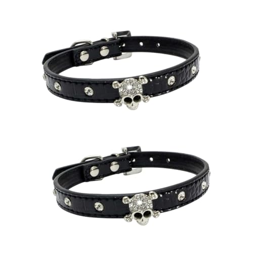 Yardwe Katzenhalsband 2 STK Halloween-schädel-haustierhalsband Beschlagene Hundehalsbänder Aus Leder Halloween-lätzchen Strass Hundehalsbänder Kragen Kostü Pu Hundeleine Strasssteine von Yardwe