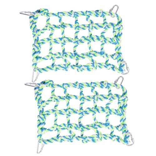 Yardwe 2 STK Haustier hängendes Netz papageienspielzeug vogelspielzeug nymphensittich Parrot Toys Futter für Vogelkäfige Vogelspielplatz Vögel Hängematte Kletternetz für Papageien Green von Yardwe