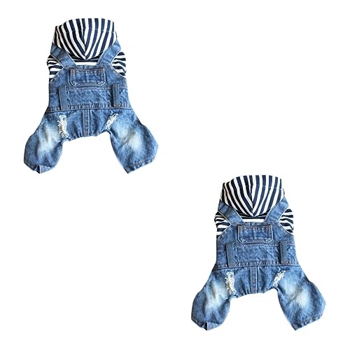 Yardwe 2 STK Overall Hundeklamotten Haustierkleidung Für Den Alltag Denim-hundegeschirr Hunde-Jeans-Hose Stift Gummispitze Hundekleidung Hundemäntel Blau Der Hund Vierbeinige Kleidung von Yardwe