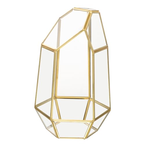 Yardwe 2 STK Pflanzentopf Blumentopf Blumentöpfe Blumenübertopf Behälter Für Sukkulenten Geometrisches Glasterrarium Geometrisches Terrarium Pflanzenterrarium Messing Pflanzenständer von Yardwe