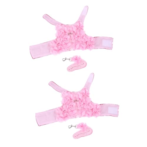 Yardwe 2 STK Brustgurt Hinten Kostüme Für Mädchen Fliegen Für Hundewelpenhalsband Welpen-Outfits Hundegeschirr Für Große Hunde Outfit Für Mädchen Kaninchengeschirr Rosa Kleiner Hund Seil von Yardwe