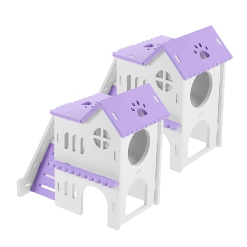 Yardwe 2 Sätze Hamsterhöhle-Loft Hamster hamsterspielzeug Versteck für Hamster nagerhaus Käfige Schloss Heu empfindliches Hamsterversteck Versteckhaus für Meerschweinchen PVC von Yardwe