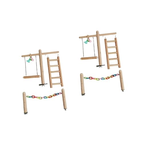 Yardwe 2 Sets Vogel-papageienspielzeug Holzschaukel Für Vögel Kau- Und Reißspielzeug Papageienspielplatz Papageienständer Käfigzubehör Sicher Für Papageien von Yardwe