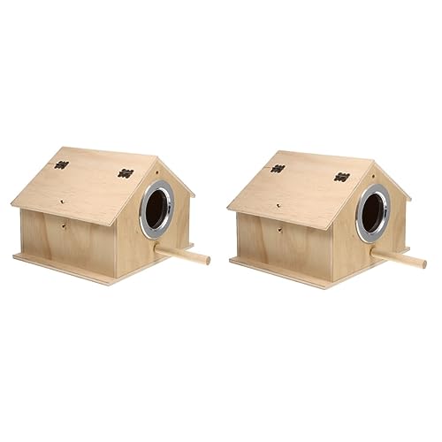 Yardwe 2st Vogelnest Außen Vogelhäuser Mit Stange Holzspielzeug Nistkästen Vogelzubehör Vogelkäfig Aus Holz Outdoor-spielsets Mini-Spielzeug Sittich Zubehör Vögel Hölzern Terrarium von Yardwe