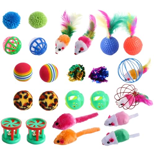 Yardwe 24pcs Interaktive Katze Spielzeug Katze Bälle Bouncy Katze Spielzeug Bälle Für Indoor Katzen Glocke Und von Yardwe