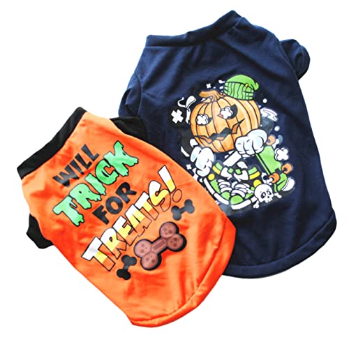 Yardwe 2St Halloween-Haustierhundet-Shirt Halloween-Hunde-Outfit Welpe warm anziehen Hunde-Hoodie Halloween Theme Halloween Costume Heimtierbedarf Haustierbekleidung Polyester Baumwolle von Yardwe