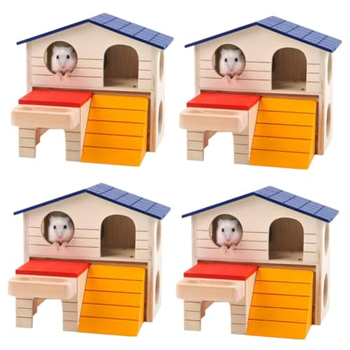 Yardwe 2St Hamsterhaus nagerhaus kleintierhaus Holzhaus für Hamster meerschweinchen versteck Kleintierhäuser & Lebensräume Spielzeug Hamsterburg Haustierzimmer aus Holz Rattennest hölzern von Yardwe