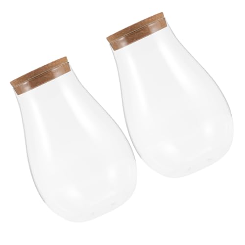 Yardwe 2St Hydrokulturpflanzen innerspace offic House Plants glasvase Set Mini gartenhaus Terrarienglas Behälter für hydroponische Pflanzen Flasche mit Korken Landschaft Flasche hölzern von Yardwe