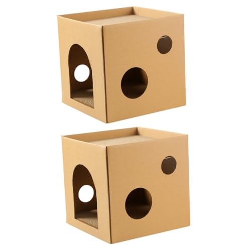 Yardwe Katzenhaus Karton 2st Katzenhaus Katzenmöbel Katzen Möbel Katzenspielzeug Für Drinnen Kratzmatten Katzenhäuser Spielzeuge Kratzspielzeug Für Katzen Katze Kratzt Welligkeit Chaiselongue Kätzchen von Yardwe