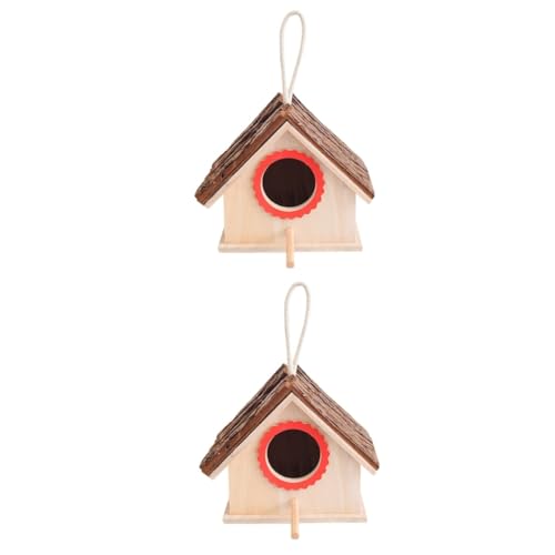 Yardwe 2St der Vogelstation Vogelhäuschen zum Basteln Holzdekor vogelhaus Ornament zartes Nest Nestdekoration draussen das Vogelnest Vogelfütterer Dekorationen schmücken Hölzern von Yardwe