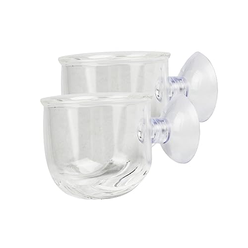 Yardwe 2er-Pack Glas-futternapf für Fische Futterspender für Süßwasseraquarien Rote Würmer Futter für Aquarien Größe S von Yardwe